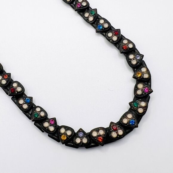 Sorrelli Necklace Bracelet Set Rhinestone Heart Link Statement Signed - Picture 3 of 11